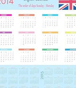 2014英文日歷