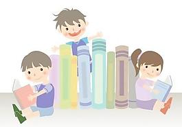 男孩和女孩讀書