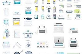 廚房電器u0026amp辦公室圖標矢量