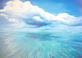 油画 蓝天海水图片