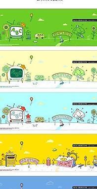 卡通风格 城市元素图片