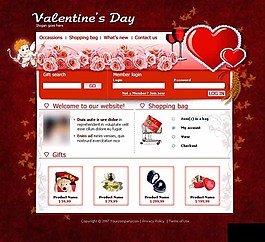 紅色情人節(jié)禮物商店網(wǎng)頁(yè)模板