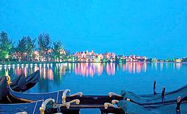 成都南湖度假區歐式風情街夜景圖片