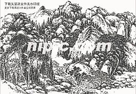 山水国画矢量图片