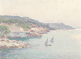 海邊油畫圖片