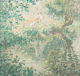 樹林油畫圖片