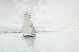 帆船油畫圖片
