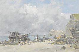海邊油畫圖片