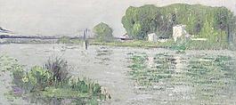 湖泊油畫圖片