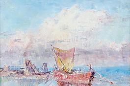 大海油畫圖片