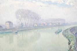 河流油畫圖片