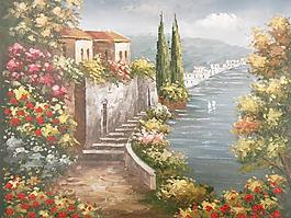 地中海風(fēng)景油畫圖片