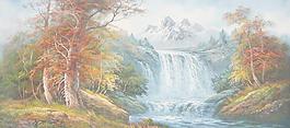 树林景油画图片