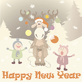 圣誕節(jié)卡通插畫01矢量