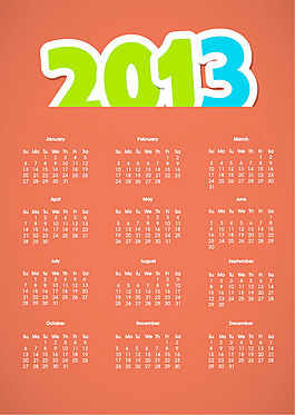 2013年歷矢量