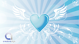 背景矢量翅膀的心
