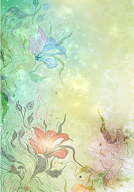絢爛的花朵矢量插畫03