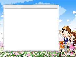 卡通青春年少野外踏青ppt模版