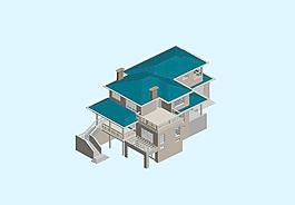 独栋别墅3d模型图片