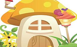 卡通蘑菇小屋書報箱PSD分層