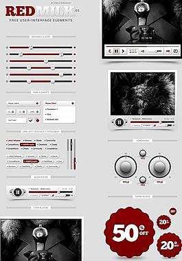 網(wǎng)頁播放器UI界面PSD分層模