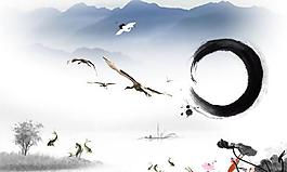 中國古典水墨元素設計PSD素