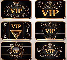 金色花纹VIP卡矢量素材