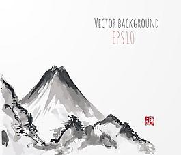 水墨山水風(fēng)景畫(huà)矢量素材