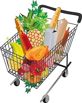 生鮮超市商品購物車設(shè)計(jì)矢量素材