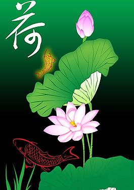 荷花 鯉魚圖片