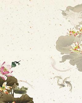 水墨荷花鯉魚蜻蜓圖片