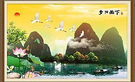 落日風(fēng)景 荷花圖圖片