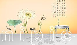 荷花 墻繪圖片