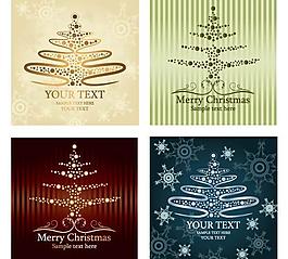 抽象圣誕樹賀卡矢量圖  AI