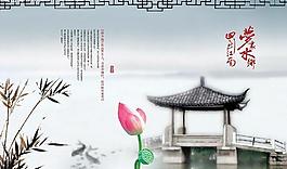 中國風——水榭樓臺 荷花為伴圖片