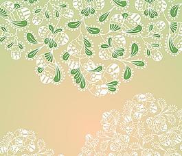 淡雅线描花纹背景矢量素材