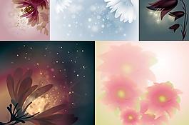 夢幻色彩花卉矢量素材