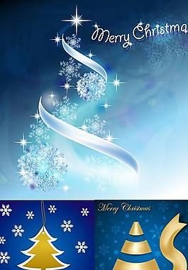 創(chuàng)意圣誕樹雪花卡片矢量圖  AI