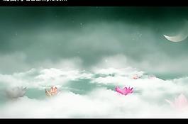 云霧月亮花朵視頻素材圖片