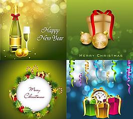 新年圣誕節(jié)主題賀卡矢量素材