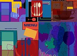 復古餐飲菜單封面矢量素材