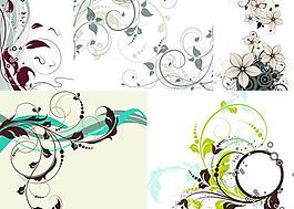 素雅植物插圖背景矢量素材