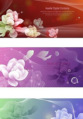 夢幻鮮花橫幅矢量圖  AI