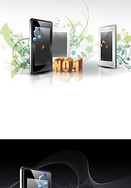 音乐播放器淡雅花纹背景矢量图