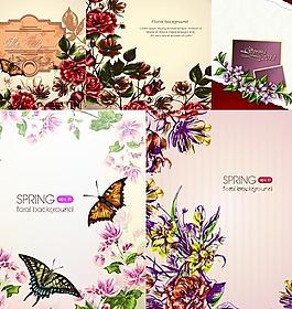春天花卉背景矢量素材