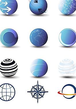 圆形球体图标矢量图  AI