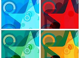 炫彩同心圓五角星背景矢量圖