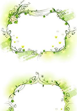 綠色藤蔓花紋邊框矢量圖  AI