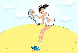 卡通運動美女PPT模板