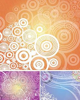 同心圆花纹幻彩背景矢量图  AI